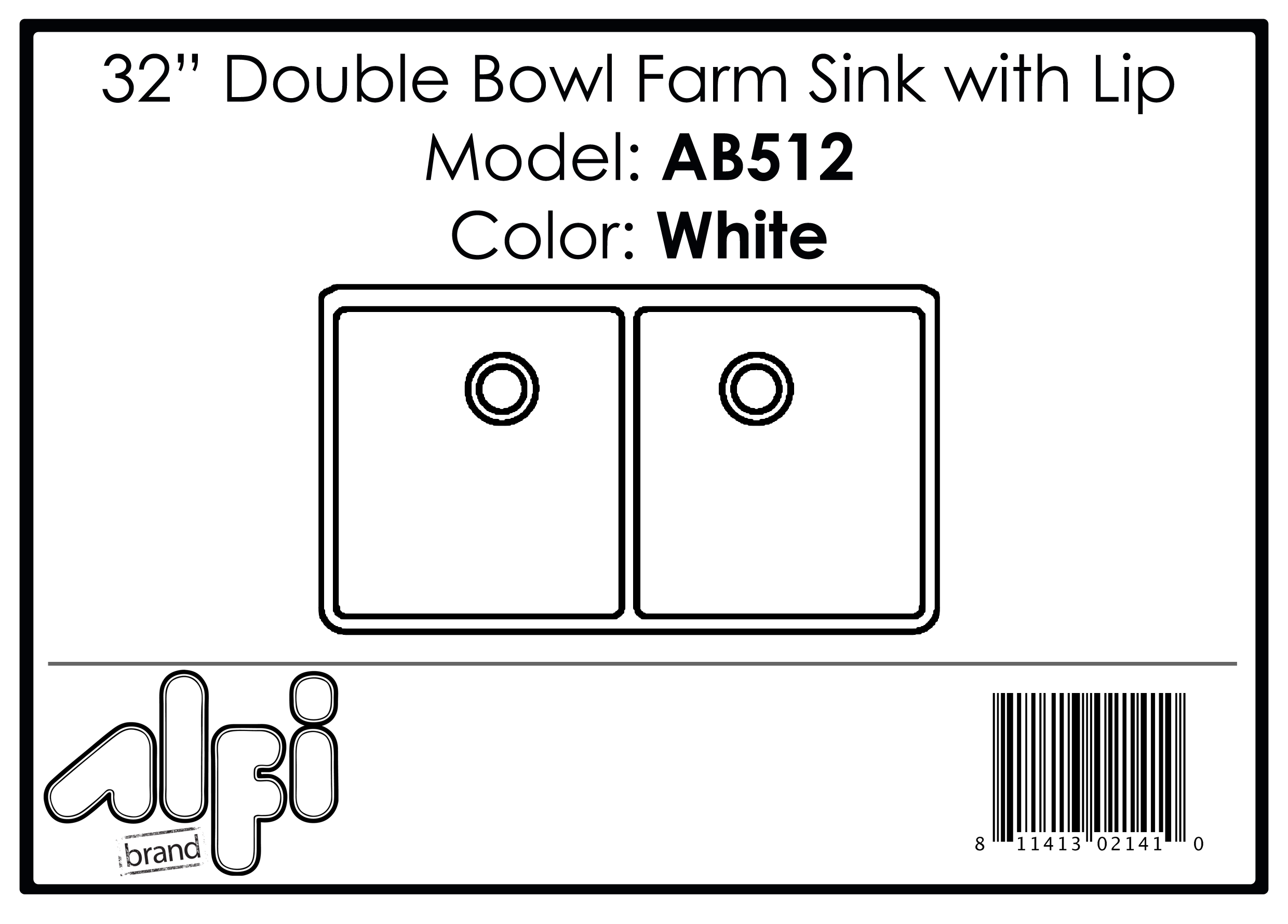 ALFI Brand - White 32" Double Bowl Lip Apron Fireclay Farmhouse Kitchen Sink with 1 3/4" Lip | AB512-W ALFI Brand - White 32" Double Bowl Lip Apron Fireclay Farmhouse Kitchen Sink with 1 3/4" Lip | AB512-W