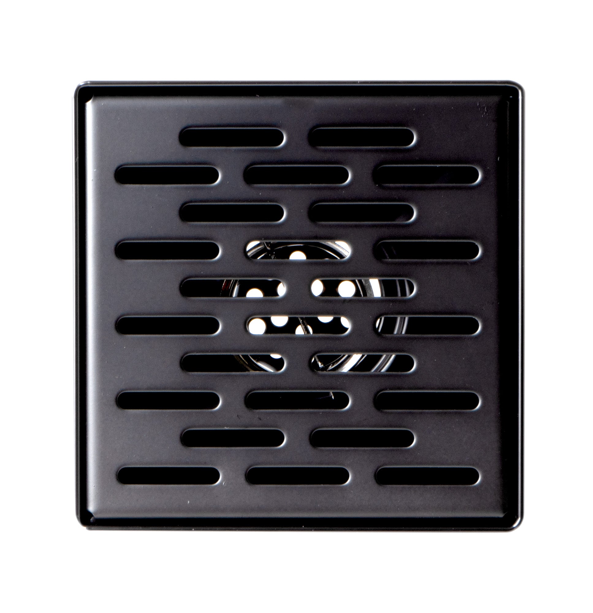 ALFI Brand - 5" x 5" Black Matte Square Stainless Steel Shower Drain with Groove Holes | ABSD55C-BM ALFI Brand - 5" x 5" Black Matte Square Stainless Steel Shower Drain with Groove Holes | ABSD55C-BM