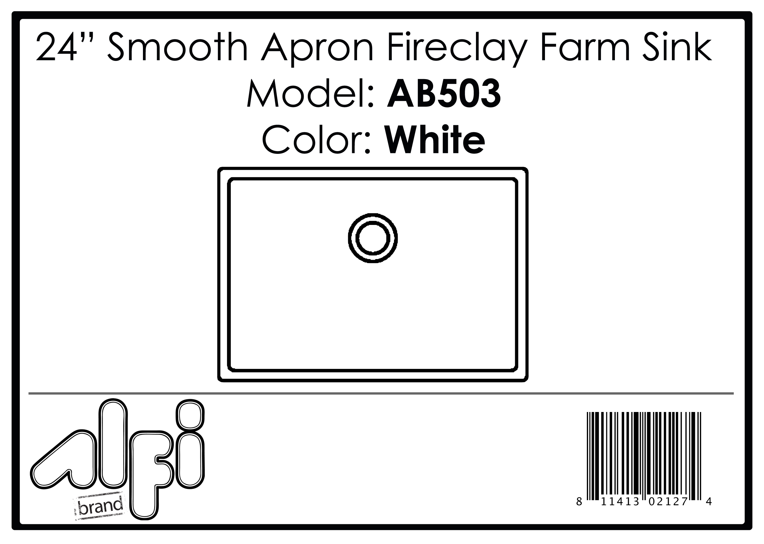 ALFI Brand - White 23" Smooth Apron Fireclay Single Bowl Farmhouse Kitchen Sink | AB503-W ALFI Brand - White 23" Smooth Apron Fireclay Single Bowl Farmhouse Kitchen Sink | AB503-W