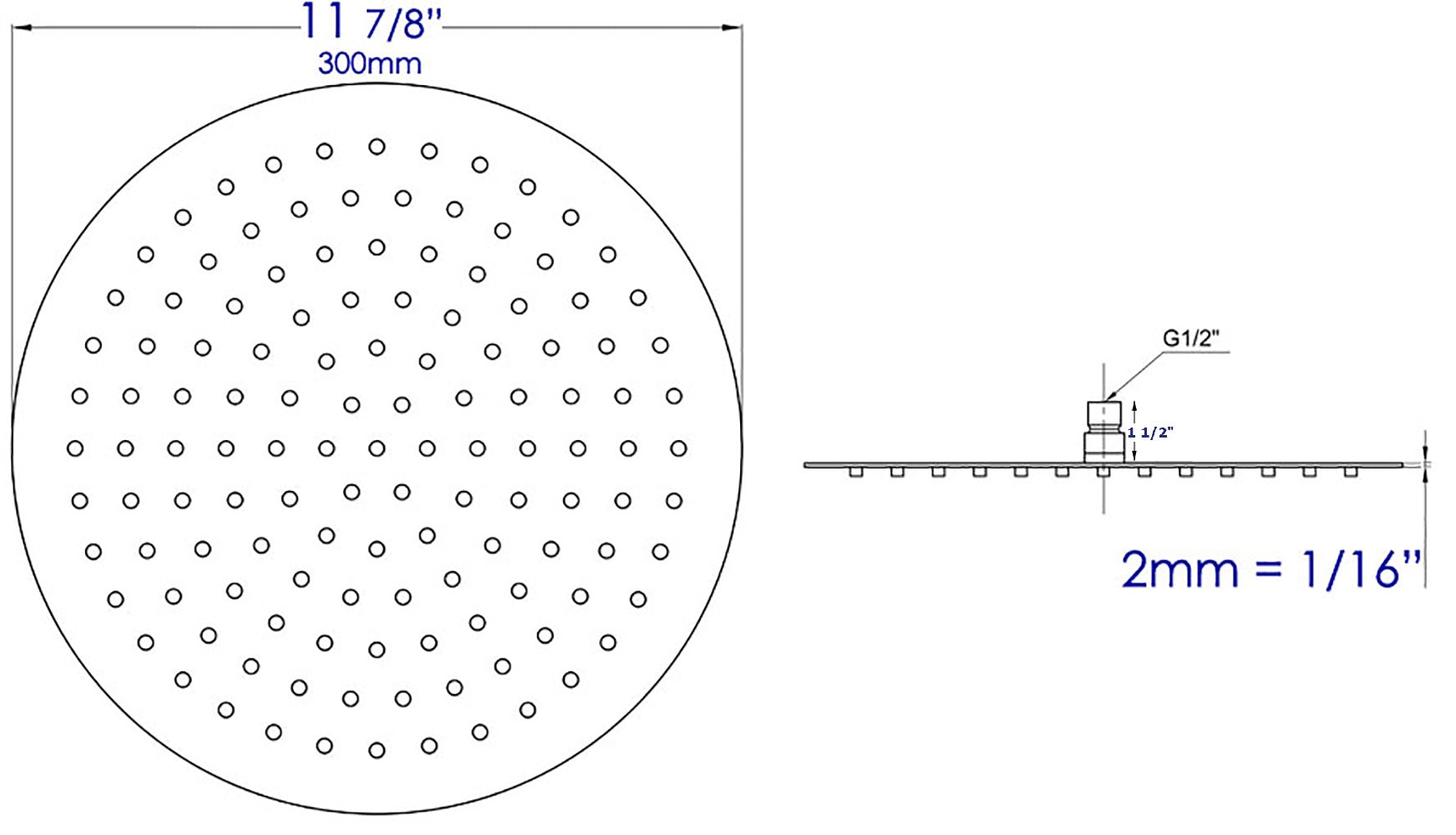 ALFI Brand - Solid Brushed Stainless Steel 12" Round Ultra Thin Rain Shower Head | RAIN12R-BSS ALFI Brand - Solid Brushed Stainless Steel 12" Round Ultra Thin Rain Shower Head | RAIN12R-BSS