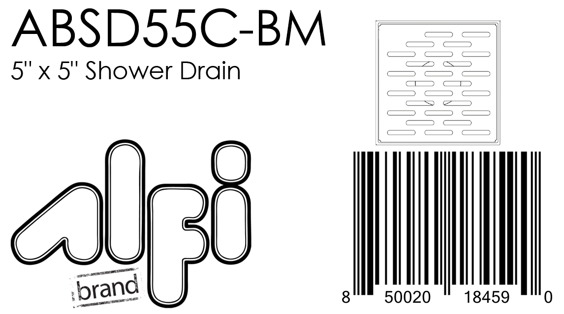 ALFI Brand - 5" x 5" Black Matte Square Stainless Steel Shower Drain with Groove Holes | ABSD55C-BM ALFI Brand - 5" x 5" Black Matte Square Stainless Steel Shower Drain with Groove Holes | ABSD55C-BM