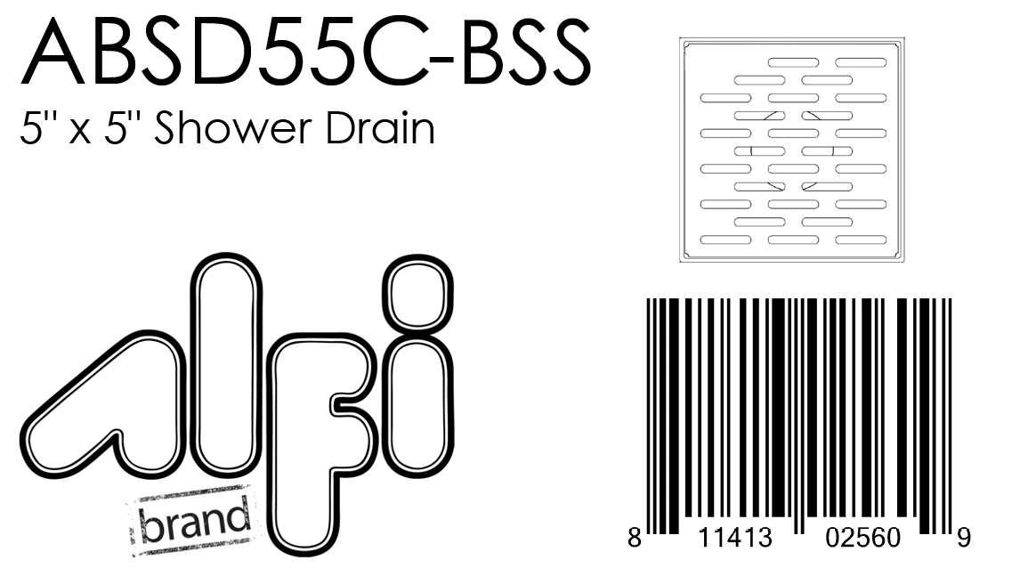 ALFI Brand - 5" x 5" Modern Square Stainless Steel Shower Drain with Groove Holes | ABSD55C-BSS ALFI Brand - 5" x 5" Modern Square Stainless Steel Shower Drain with Groove Holes | ABSD55C-BSS