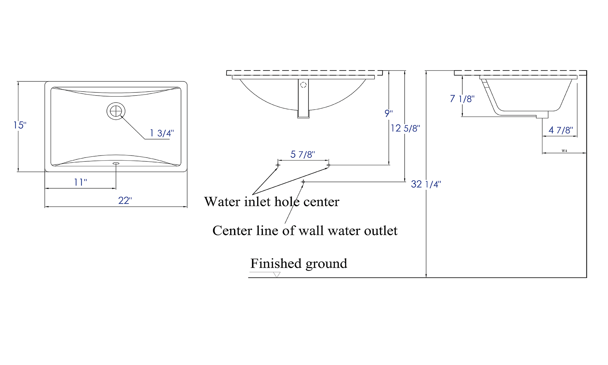 EAGO - White Ceramic 22"x15" Undermount Rectangular Bathroom Sink | BC227 EAGO - White Ceramic 22"x15" Undermount Rectangular Bathroom Sink | BC227