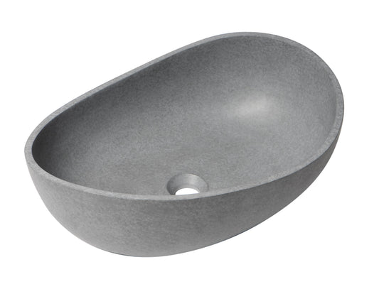 ALFI brand - 23" Solid Concrete Wavy Oval Above Mount Vessel Sink - ABCO23O