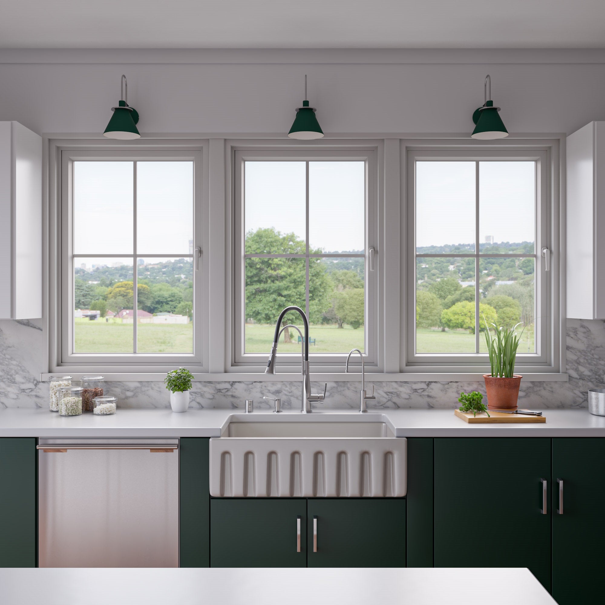 ALFI Brand - Biscuit 33" x 18" Reversible Fluted / Smooth Fireclay Farm Sink | AB3318HS-B ALFI Brand - Biscuit 33" x 18" Reversible Fluted / Smooth Fireclay Farm Sink | AB3318HS-B