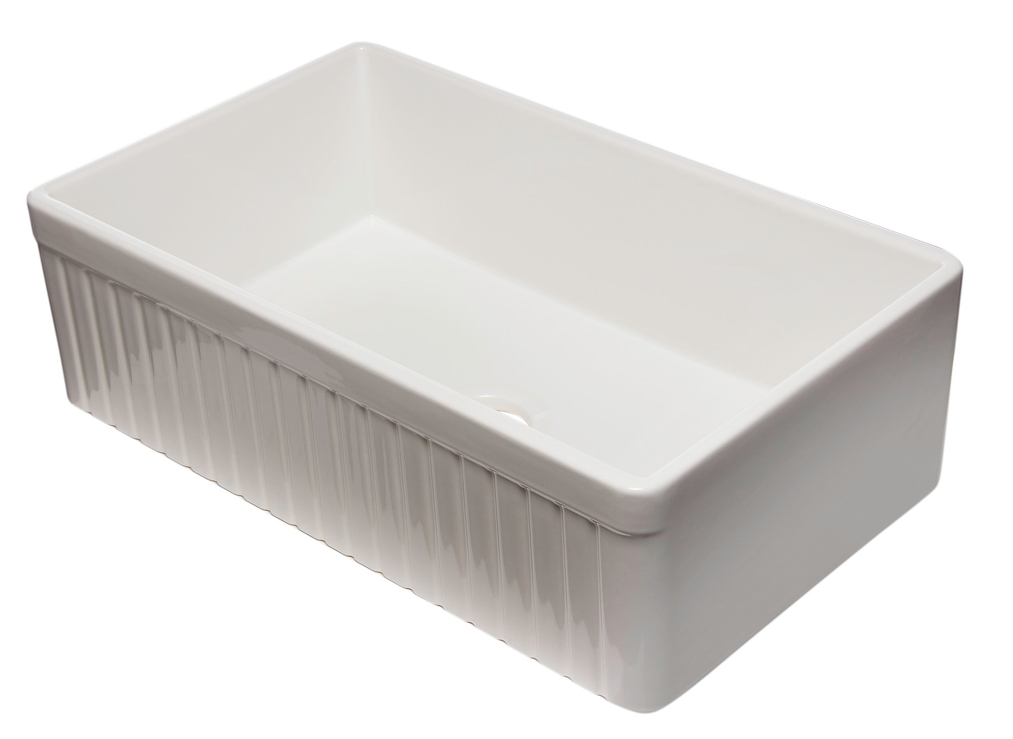 ALFI Brand - 33" White Single Bowl Fluted Apron Fireclay Farm Sink | AB532-W ALFI Brand - 33" White Single Bowl Fluted Apron Fireclay Farm Sink | AB532-W