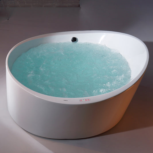 EAGO - 66" Round Free Standing Acrylic Air Bubble Bathtub | AM2130
