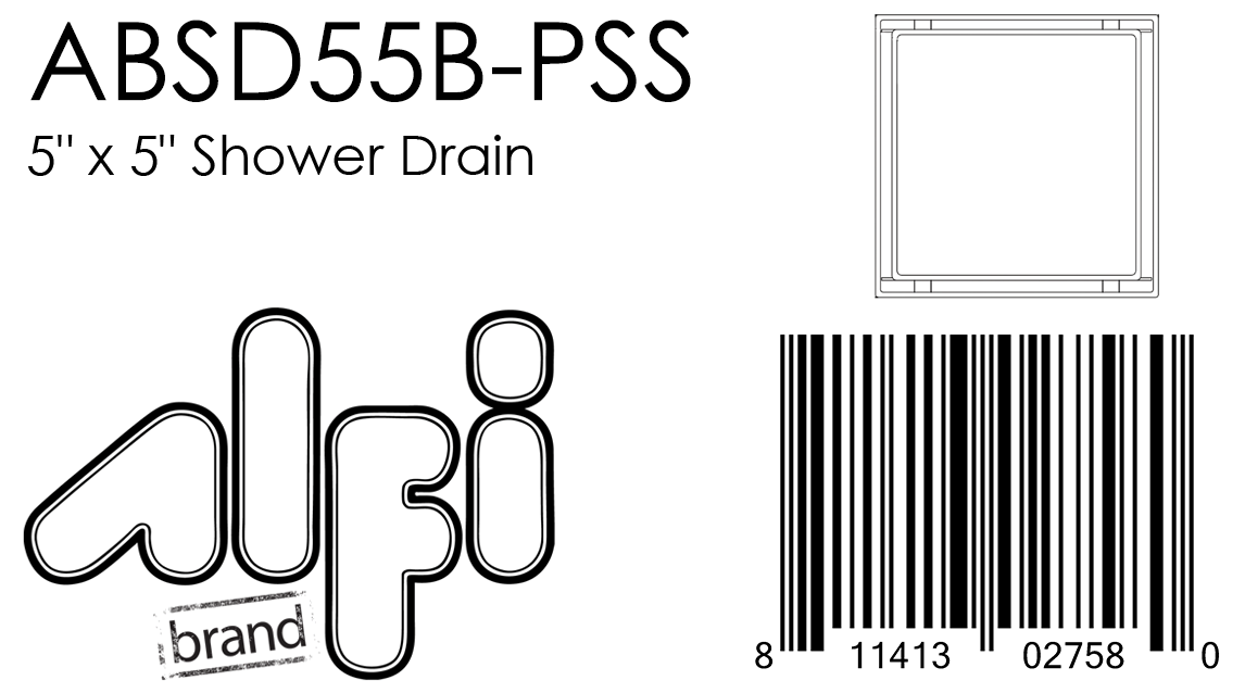 ALFI Brand - 5" x 5" Modern Square Polished Stainless Steel Shower Drain with Solid Cover | ABSD55B-PSS ALFI Brand - 5" x 5" Modern Square Polished Stainless Steel Shower Drain with Solid Cover | ABSD55B-PSS