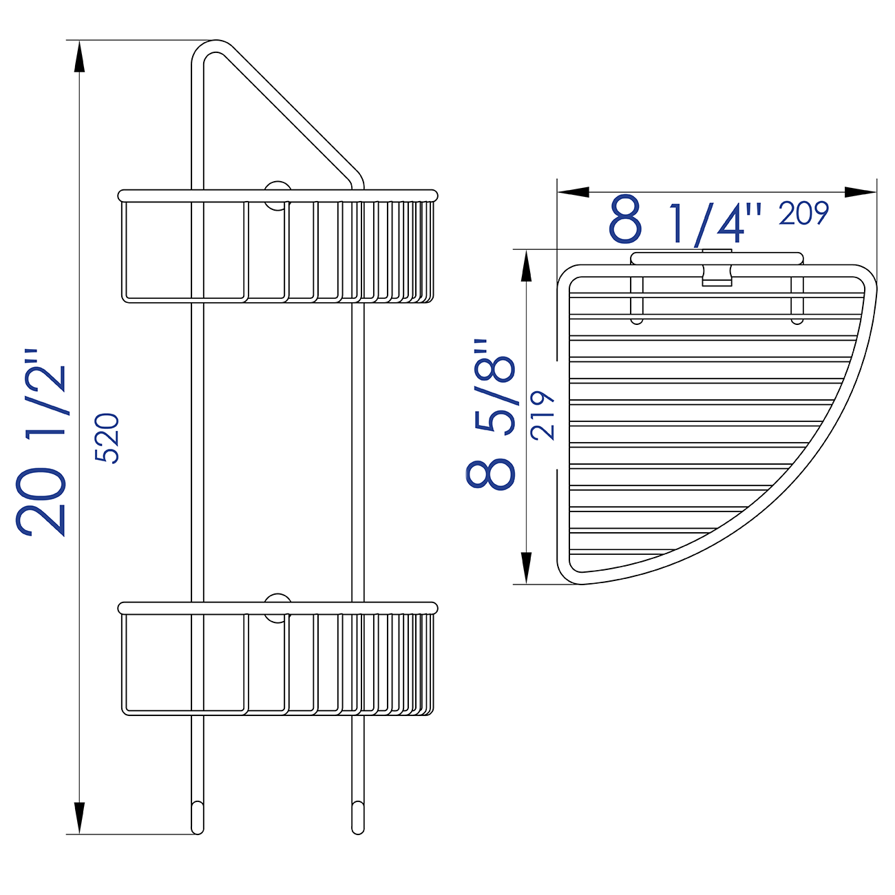 ALFI Brand - Polished Chrome Corner Mounted Double Basket Shower Shelf Bathroom Accessory | AB9532 ALFI Brand - Polished Chrome Corner Mounted Double Basket Shower Shelf Bathroom Accessory | AB9532