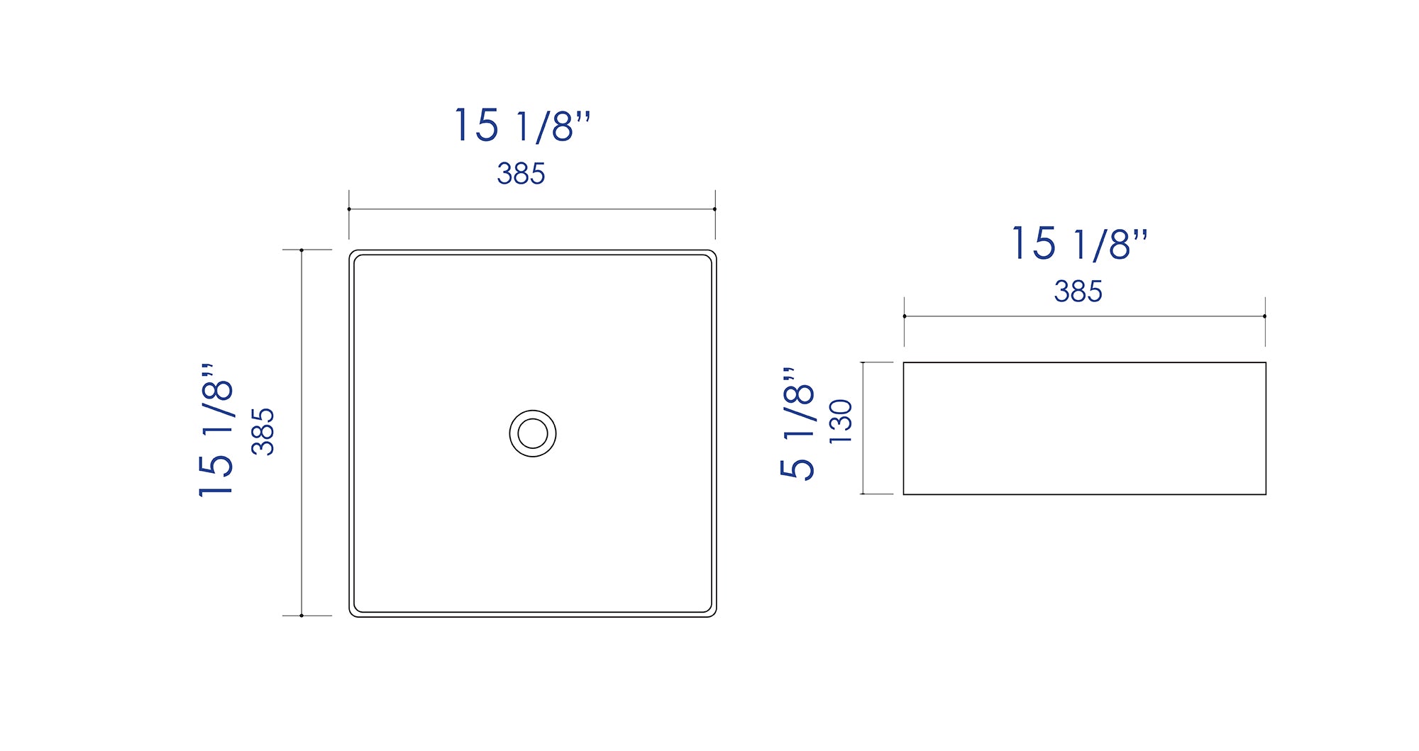 ALFI Brand - White 16" Modern Square Above Mount Ceramic Sink | ABC903-W ALFI Brand - White 16" Modern Square Above Mount Ceramic Sink | ABC903-W