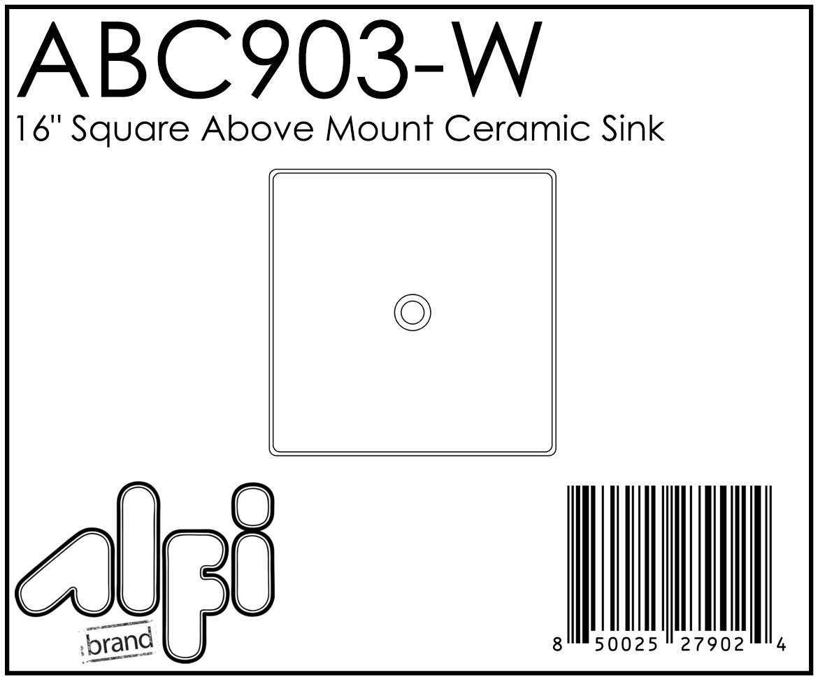 ALFI Brand - White 16" Modern Square Above Mount Ceramic Sink | ABC903-W ALFI Brand - White 16" Modern Square Above Mount Ceramic Sink | ABC903-W