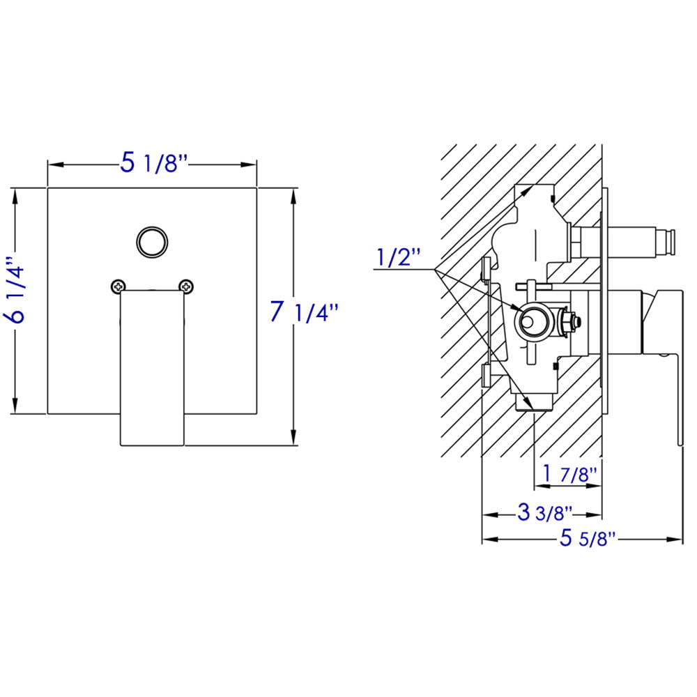 ALFI Brand - Black Matte Shower Valve with Square Lever Handle and Diverter | AB5601-BM ALFI Brand - Black Matte Shower Valve with Square Lever Handle and Diverter | AB5601-BM