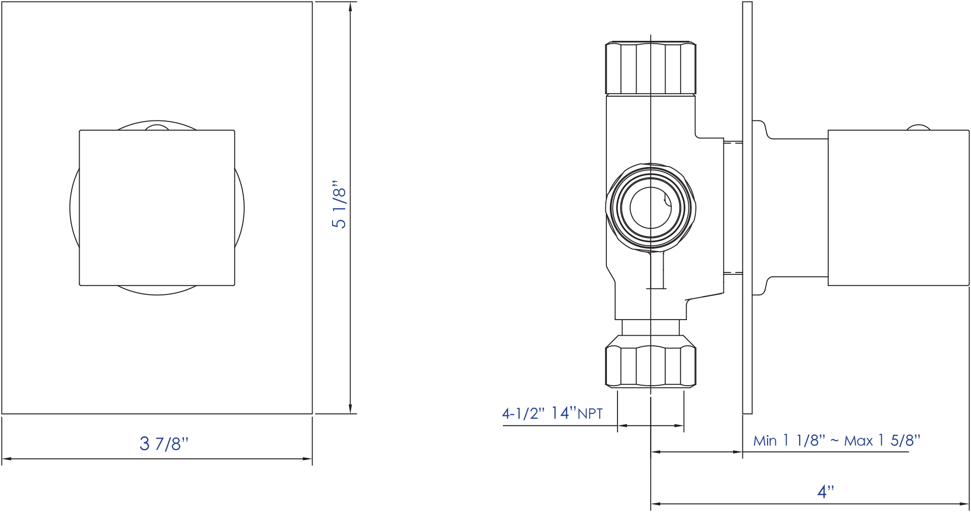 ALFI Brand - Brushed Nickel Modern Square 3 Way Shower Diverter | AB9209-BN ALFI Brand - Brushed Nickel Modern Square 3 Way Shower Diverter | AB9209-BN
