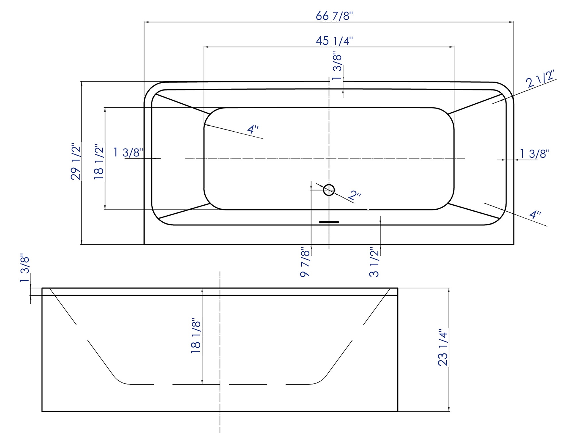 ALFI Brand - 67 inch White Rectangular Acrylic Free Standing Soaking Bathtub | AB8859 ALFI Brand - 67 inch White Rectangular Acrylic Free Standing Soaking Bathtub | AB8859