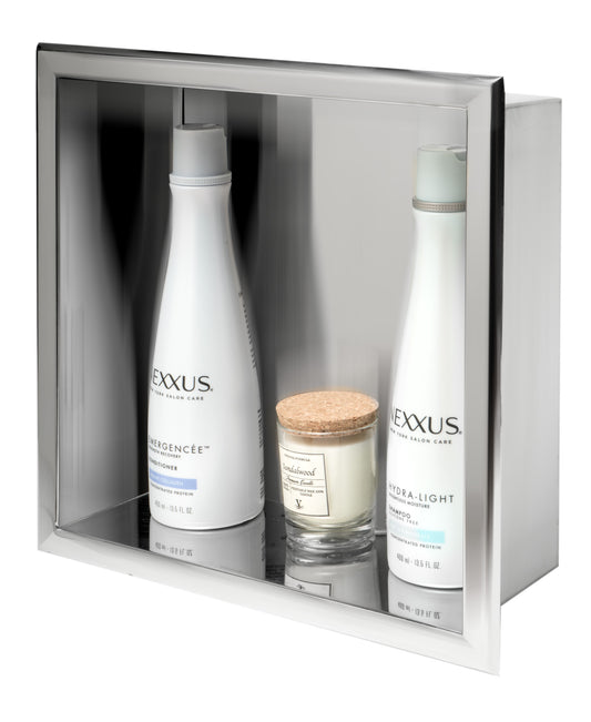 ALFI Brand - 12 x 12 Polished Stainless Steel Square Single Shelf Bath Shower Niche | ABN1212-PSS