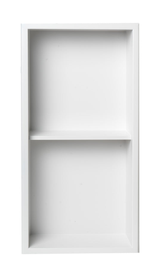 ALFI Brand - 12 x 24 White Matte Stainless Steel Vertical Double Shelf Bath Shower Niche | ABNC1224-W