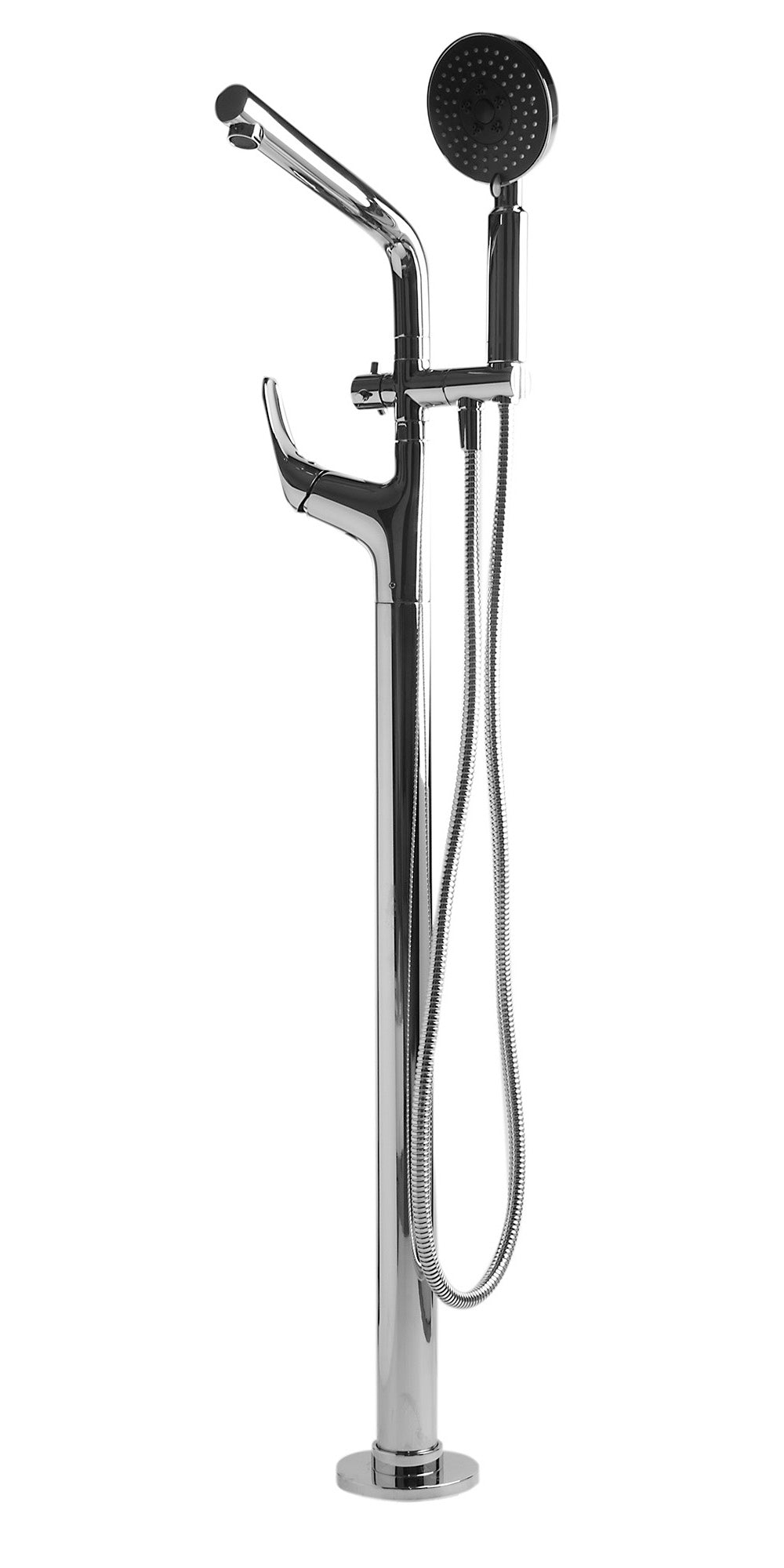 ALFI Brand - Polished Chrome Floor Mounted Tub Filler + Mixer /w additional Hand Held Shower Head | AB2758-PC ALFI Brand - Polished Chrome Floor Mounted Tub Filler + Mixer /w additional Hand Held Shower Head | AB2758-PC