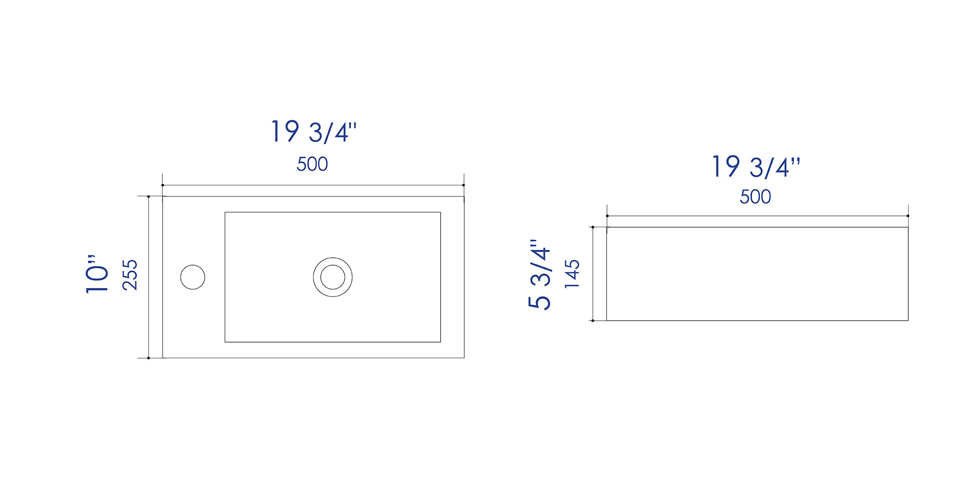 ALFI Brand - White 20" Small Rectangular Wall Mounted Ceramic Sink with Faucet Hole | ABC116 ALFI Brand - White 20" Small Rectangular Wall Mounted Ceramic Sink with Faucet Hole | ABC116