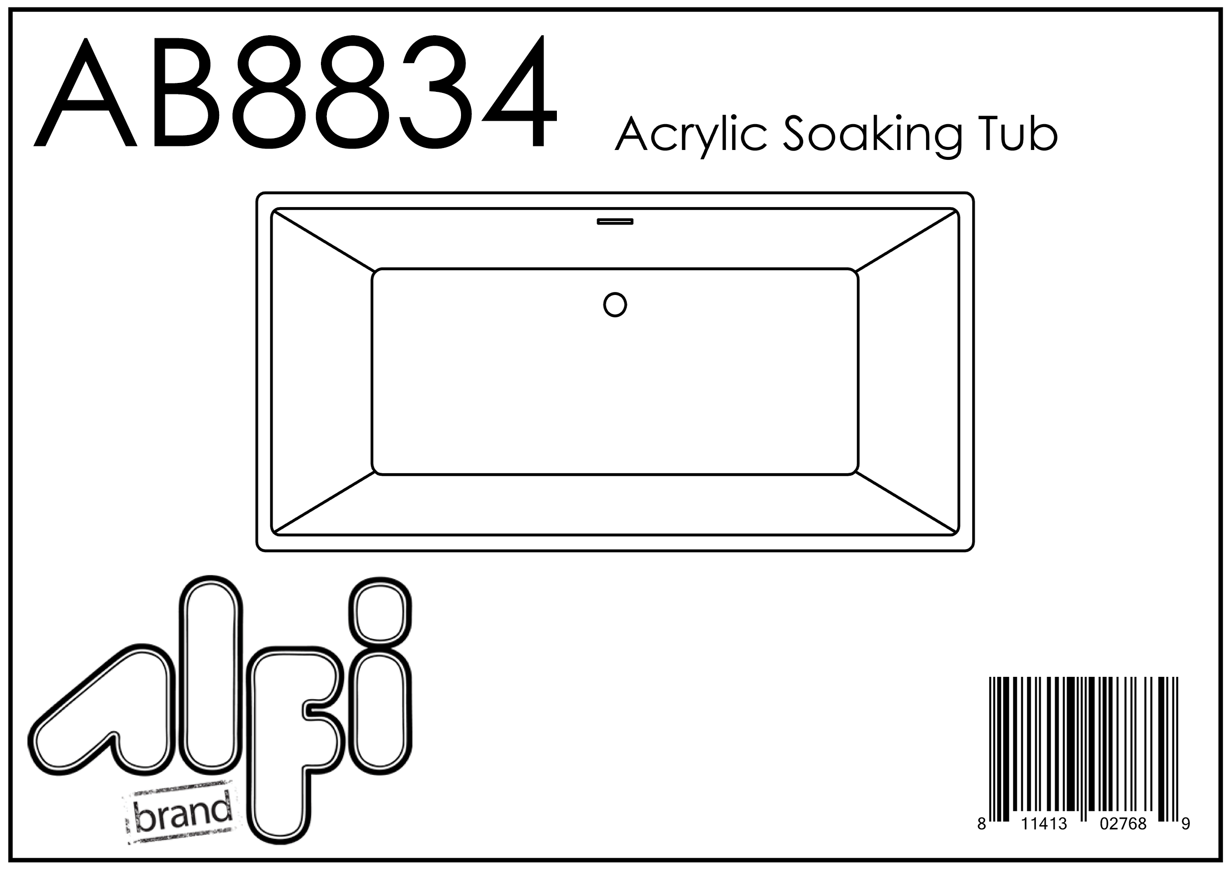 ALFI Brand - 59 inch Black & White Rectangular Acrylic Free Standing Soaking Bathtub | AB8834 ALFI Brand - 59 inch Black & White Rectangular Acrylic Free Standing Soaking Bathtub | AB8834