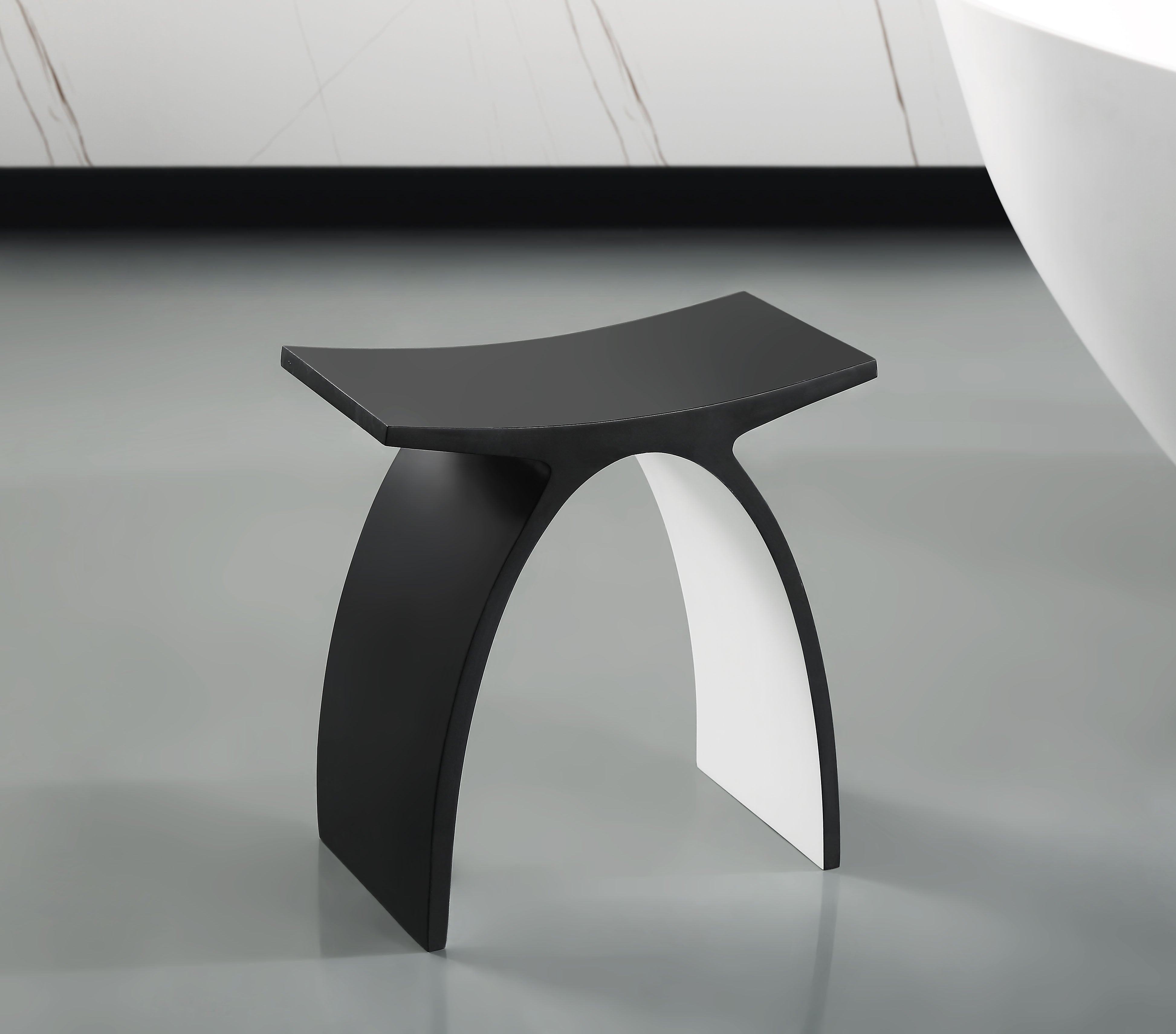 ALFI Brand - Black Matte Arched Solid Surface Resin Bathroom / Shower Stool | ABST77BM ALFI Brand - Black Matte Arched Solid Surface Resin Bathroom / Shower Stool | ABST77BM