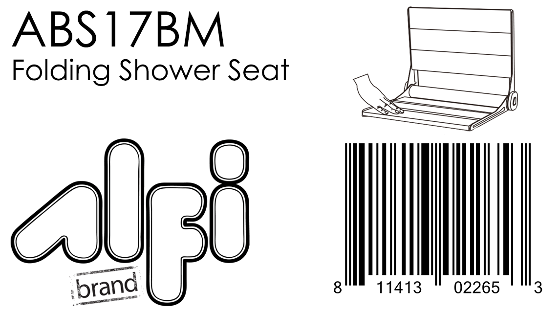 ALFI Brand - Black Matte 17" Wide Foldable Teak Shower Seat with Backrest | ABS17-BM ALFI Brand - Black Matte 17" Wide Foldable Teak Shower Seat with Backrest | ABS17-BM