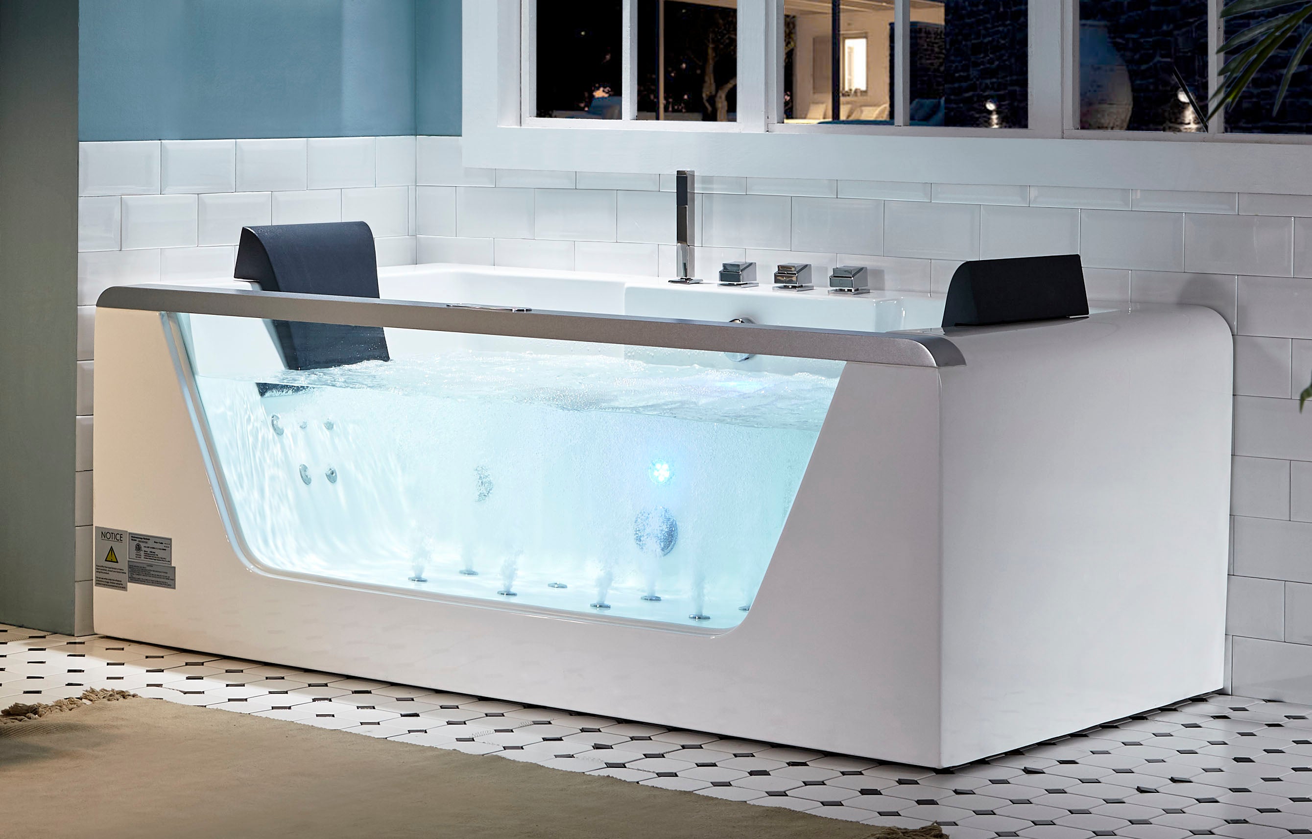 EAGO - 6 ft Clear Rectangular Acrylic Whirlpool Bathtub for Two | AM196ETL EAGO - 6 ft Clear Rectangular Acrylic Whirlpool Bathtub for Two | AM196ETL