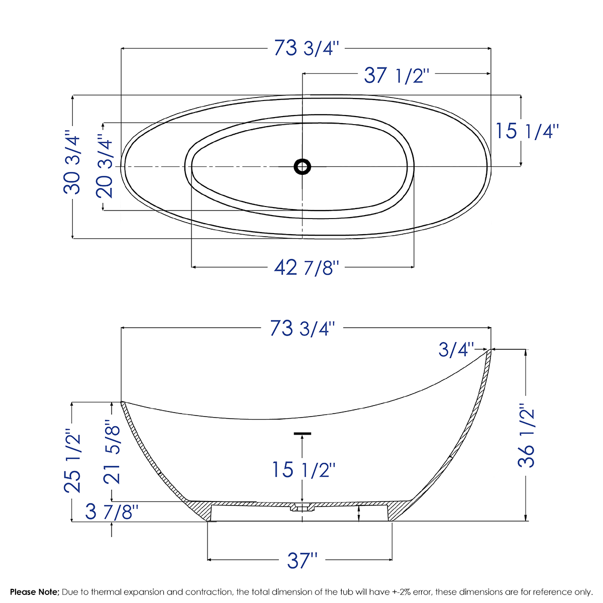ALFI Brand - 73" White Solid Surface Smooth Resin Soaking Slipper Bathtub | AB9951 ALFI Brand - 73" White Solid Surface Smooth Resin Soaking Slipper Bathtub | AB9951