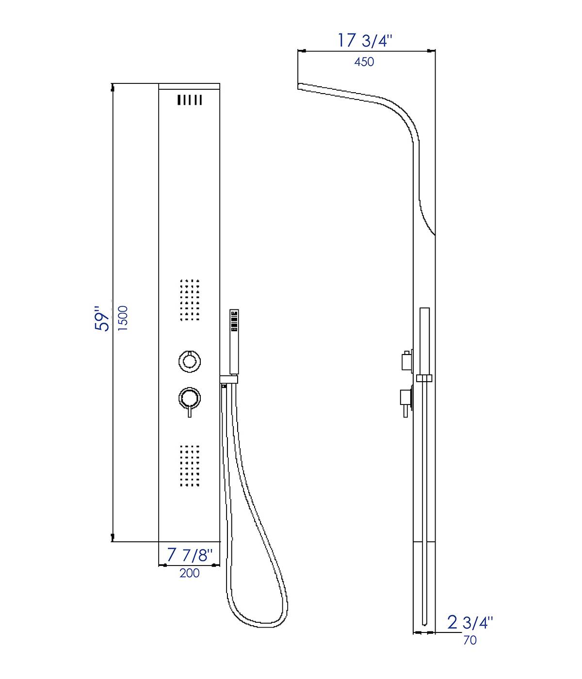 ALFI Brand - Modern Stainless Steel Shower Panel with 2 Body Sprays | ABSP20 ALFI Brand - Modern Stainless Steel Shower Panel with 2 Body Sprays | ABSP20