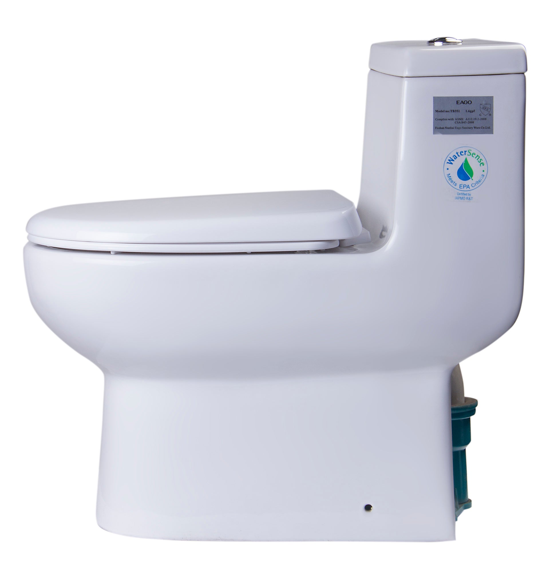 EAGO - DUAL FLUSH ONE PIECE ECO-FRIENDLY HIGH EFFICIENCY LOW FLUSH CERAMIC TOILET | TB351 EAGO - DUAL FLUSH ONE PIECE ECO-FRIENDLY HIGH EFFICIENCY LOW FLUSH CERAMIC TOILET | TB351