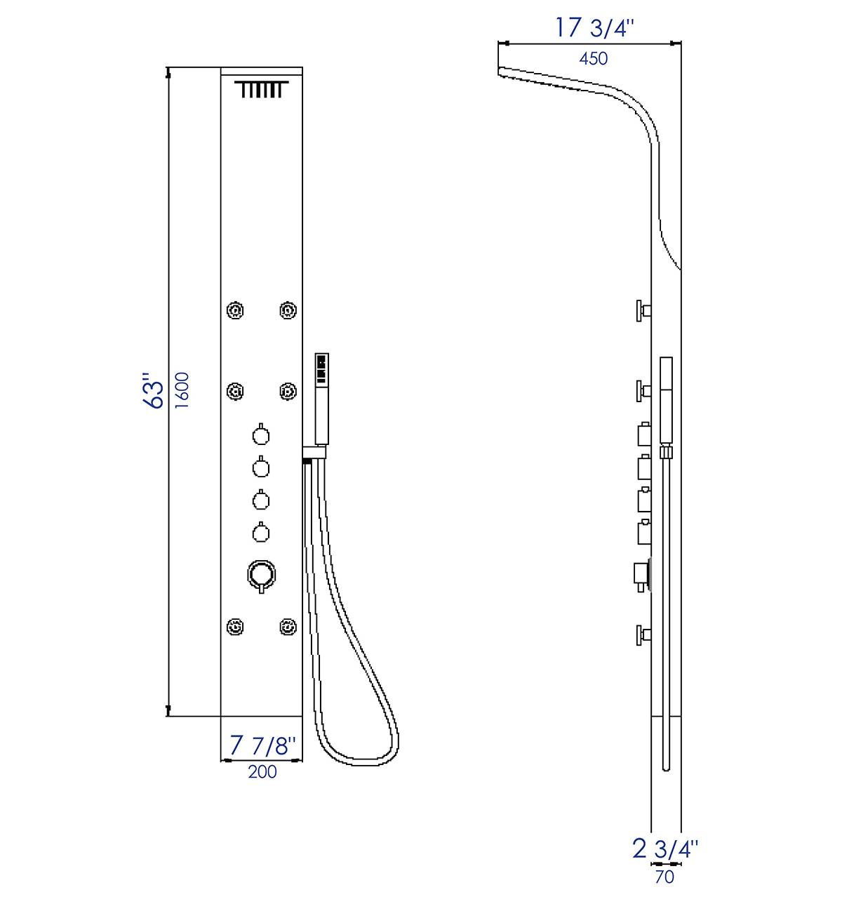 ALFI Brand - Stainless Steel Shower Panel with 6 Body Sprays | ABSP40 ALFI Brand - Stainless Steel Shower Panel with 6 Body Sprays | ABSP40