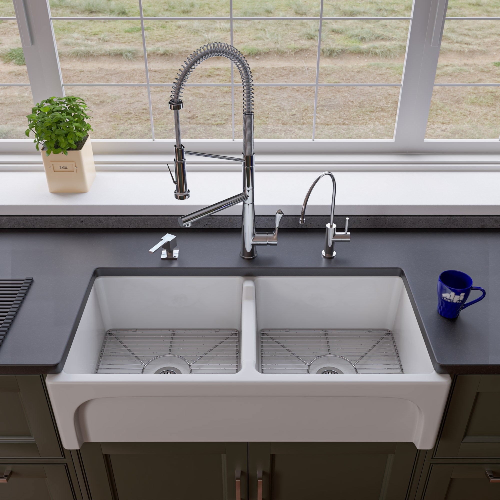 ALFI Brand - Polished Chrome Double Spout Commercial Spring Kitchen Faucet | ABKF3787-PC ALFI Brand - Polished Chrome Double Spout Commercial Spring Kitchen Faucet | ABKF3787-PC