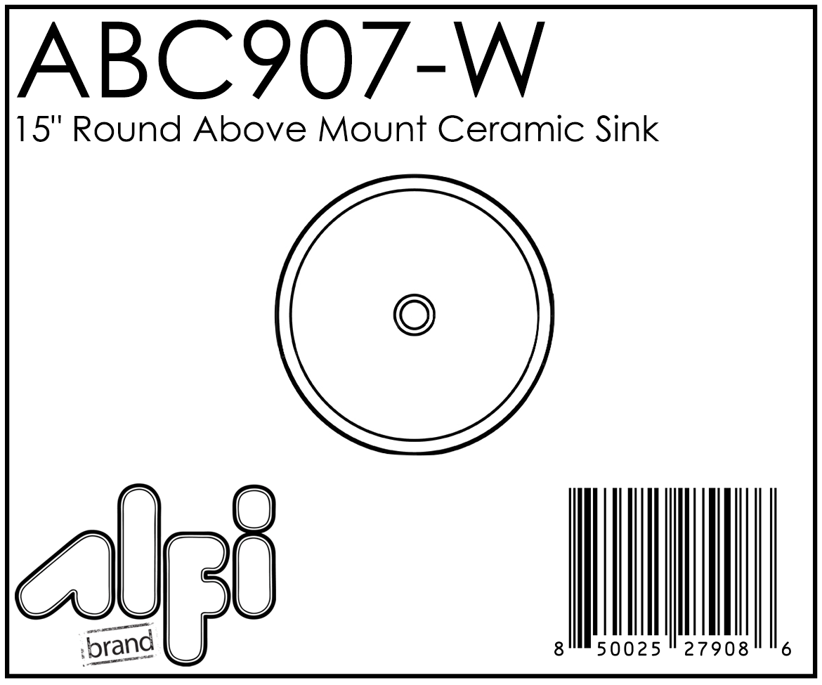 ALFI Brand - White 15" Round Above Mount Ceramic Sink | ABC907-W ALFI Brand - White 15" Round Above Mount Ceramic Sink | ABC907-W