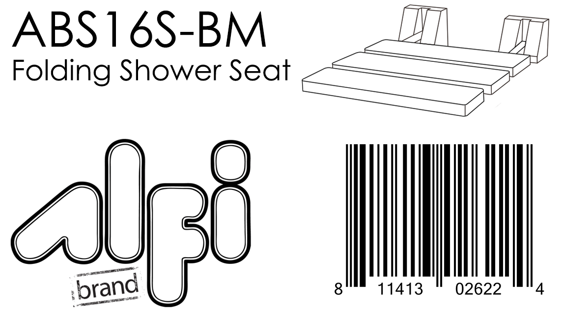 ALFI Brand - Black Matte 16" Wide Foldable Teak Shower Seat with Square Hardware | ABS16S-BM ALFI Brand - Black Matte 16" Wide Foldable Teak Shower Seat with Square Hardware | ABS16S-BM