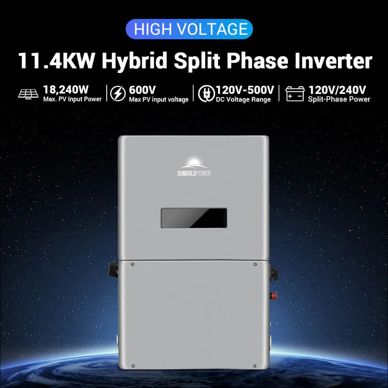 SunGold Power - High Voltage 11.4KW Hybrid Split Phase Inverter with APS Transmitter - SG11.4KHB-HV