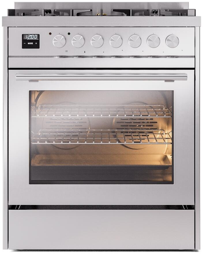 ILVE - 30" Pro Plus II Series Freestanding Dual Fuel Range - Viewing Window(s) - Natural Gas