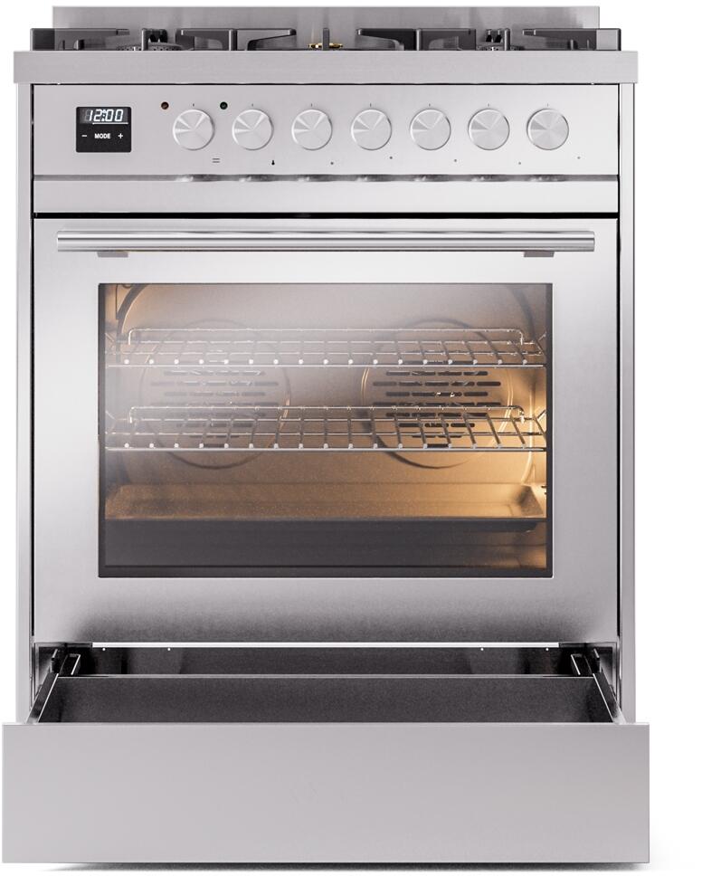 ILVE - 30" Pro Plus II Series Freestanding Dual Fuel Range - Viewing Window(s) - Natural Gas