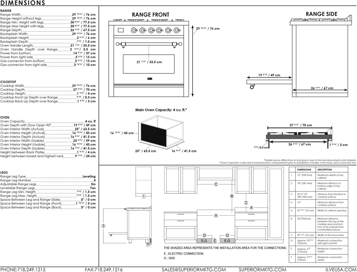 ILVE - 30" Magestic II Series Freestanding Dual Fuel Range - Glass Door(s)- Liquid Propane