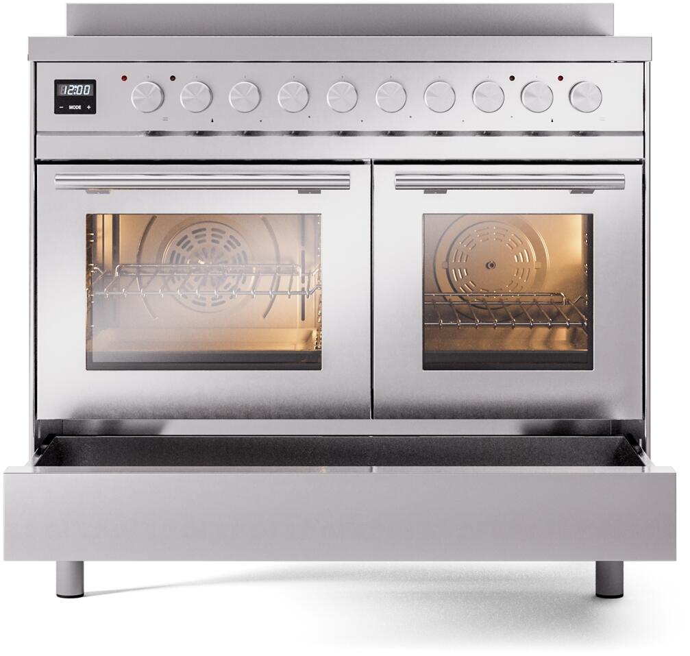 ILVE - 40" Pro Plus II Series Freestanding Electric Induction Range - Double Oven - Viewing Window(s)