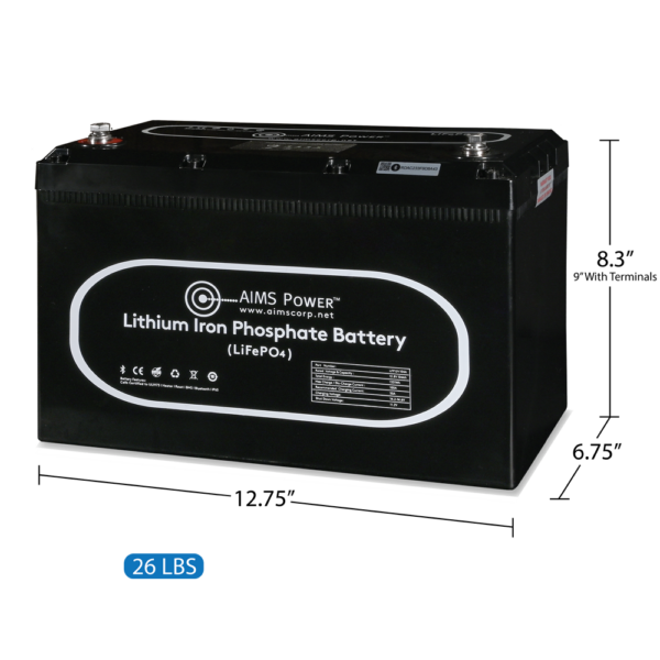 Aims Power - Lithium Battery 104Ah with Wake Up, Heater & BT Monitoring 12V LiFePO4