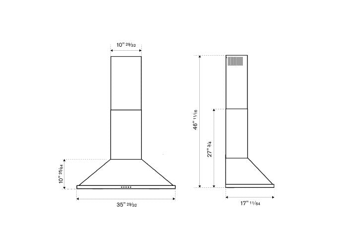 Bertazzoni - 36" Wallmount Chimney Hood, 1 motor, 600 CFM - KCH36XV