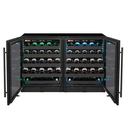 Allavino - Reserva Series 100 Bottle 34" Tall Dual Zone Black Stainless Steel Side-by-Side Wine Cooler Refrigerator