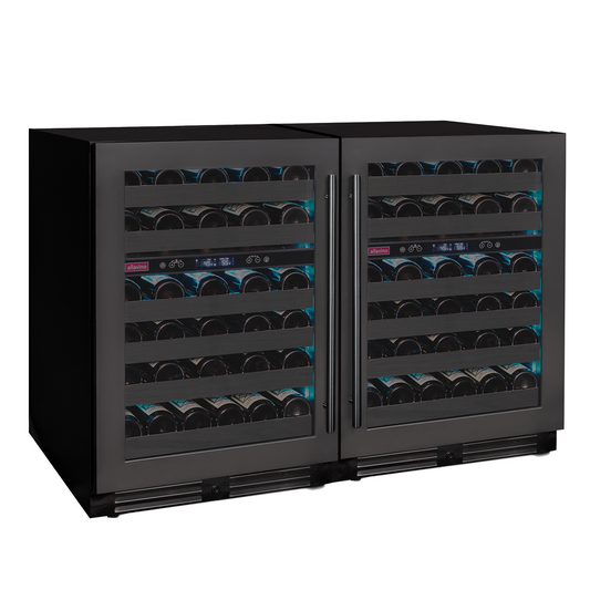 Allavino - Reserva Series 100 Bottle 34" Tall Four Zone Black Stainless Steel Side-by-Side Wine Cooler Refrigerator - BF 2X-BDW5034D-2BS