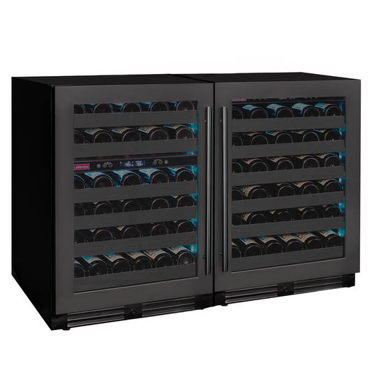 Allavino - Reserva Series 100 Bottle 34" Tall Three Zone Black Stainless Steel Side-by-Side Wine Cooler Refrigerator - BF 3Z-BDW5034-BS