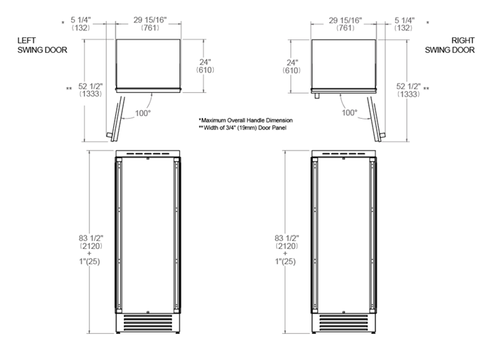 Bertazzoni - 30" Built-in Refrigerator Column Panel Ready Master Series