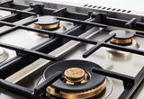 Bertazzoni - 36 inch Dual Fuel Range, 6 Brass Burner and Cast Iron Griddle, Electric Self-Clean Oven - HER366BCFE