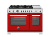 Bertazzoni - Professional Series 48 Inch Freestanding Dual Fuel Range with 6 Sealed Burners, 7 cu. ft. Total Capacity