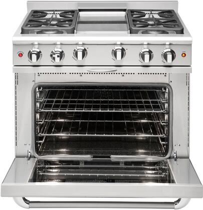 Capital Cooking - 36" Capital Precision Range - Manual Clean - 19K BTU - 4 Sealed Burners w/ Thermo-Griddle - MCR364G