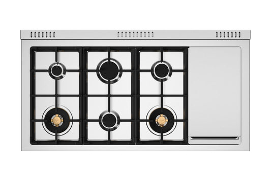 Bertazzoni - Professional Series 48 Inch Freestanding Dual Fuel Range with 6 Sealed Burners, 7 cu. ft. Total Capacity