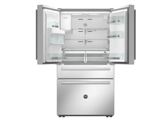 Bertazzoni - 36" Counter Depth French Door Refrigerator with Ice and Water Dispenser - Stainless Steel - REF36FDFZXNT