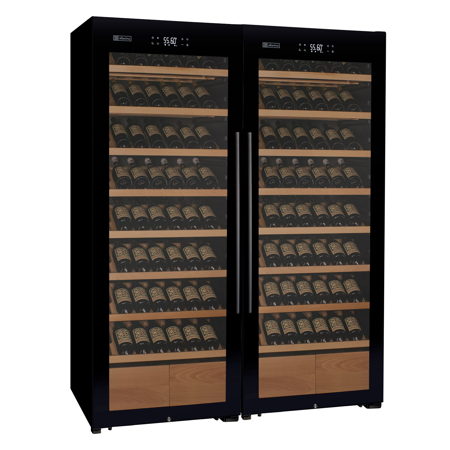 Allavino - 29" Wide 248 Bottle Single Zone Black Glass Wine Refrigerator with Display Shelving